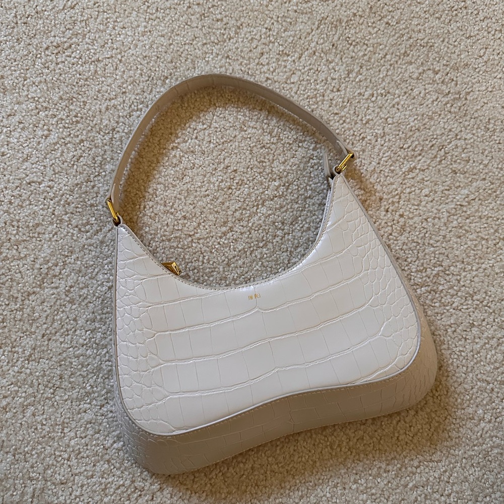 JW PEI White Croc-Embossed Shoulder Bag